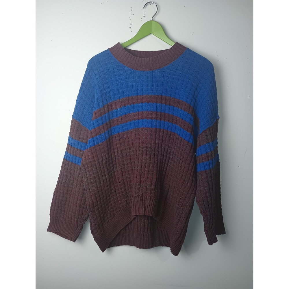 BDG Urban Outfitters Striped Oversized Knit Sweater Blue Burgundy Womens Small